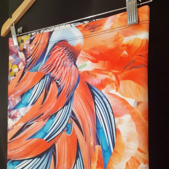 CLOVER CANYON BRIGHT FLOWER BLOSSOM SCUBA NEOPRENE PENCIL SKIRT SMALL , NEW - Picture 6 of 7